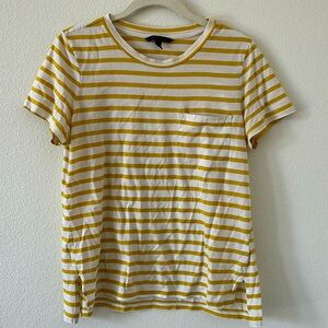 Banana Republic front pocket striped tee, mustard/yellow& ivory, Small